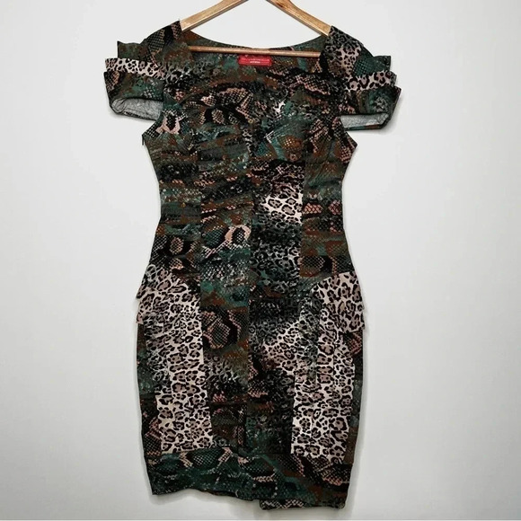 Lucca Vasconcellos Brazilian Designer Animal Print Ruffle Dress - Picture 1 of 10